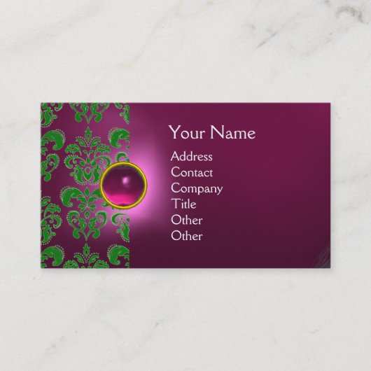 Carte De Visite GEMME DE DAMAS CHIC MONOGRAMME rose vert (Devant)