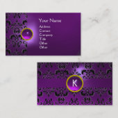 Carte De Visite GEMME DE DAMAS CHIC MONOGRAMME violet (Devant / Derrière)