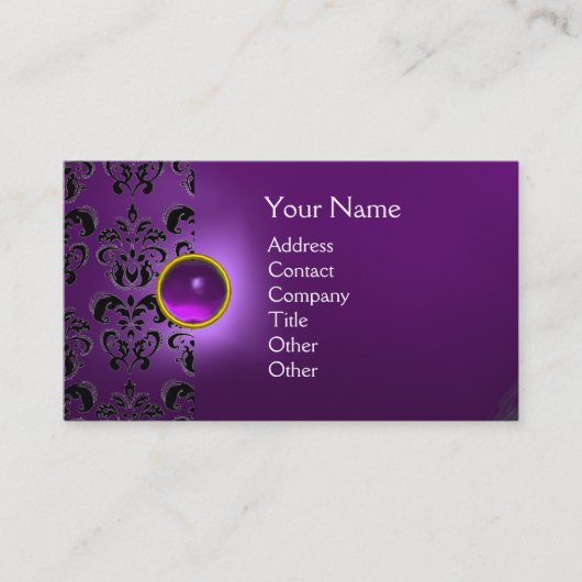 Carte De Visite GEMME DE DAMAS CHIC MONOGRAMME violet (Devant)