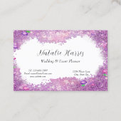 Carte De Visite Gemmes à rayures wedding planners en dentelle rose (Devant)