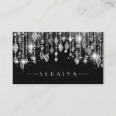 Carte De Visite Gemmes Boho Argent sur Black ID1035 (Devant)