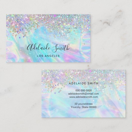 Carte De Visite gemstone opal et fausse parties scintillant (Devant / Derrière)