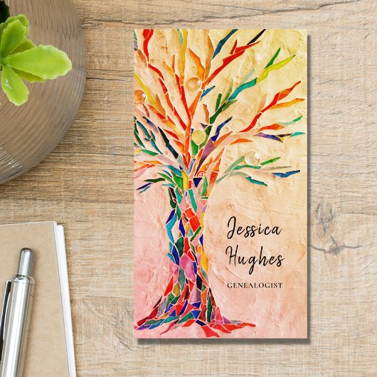 Carte De Visite Genealogist arbre généalogique Beige