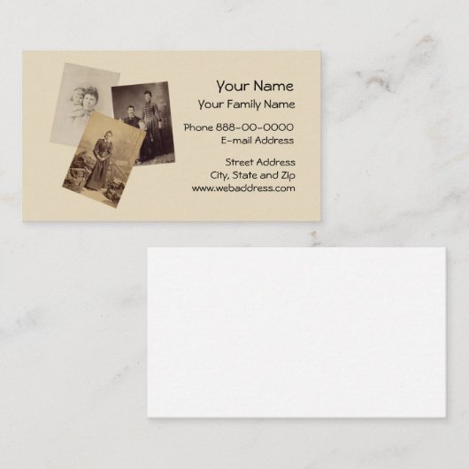 Carte de visite généalogiste (Devant / Derrière)