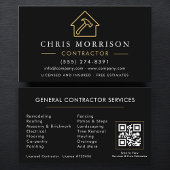 Carte De Visite General Construction Black Gold QR Code