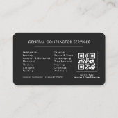 Carte De Visite General Construction Black Silver QR Code (Dos)