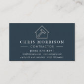 Carte De Visite General Construction Blue Silver QR Code (Devant)