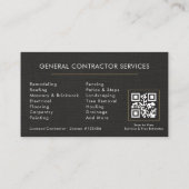 Carte De Visite General Construction Linen Black Gold QR Code (Dos)