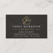 Carte De Visite General Construction Linen Black Gold QR Code (Devant)