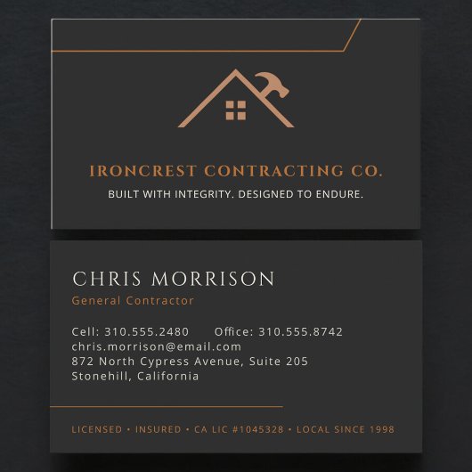 Carte De Visite General Contractor Construction