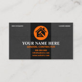 Carte De Visite General Contractor Modern Charcoal & Orange (Devant)