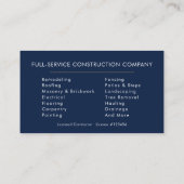 Carte De Visite General Contractor Navy Blue Gold (Dos)