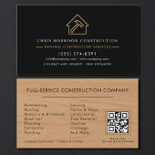 Carte De Visite General Contractor Rustic Wood QR Code