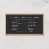 Carte De Visite General Contractor Wood Black & Gold (Dos)