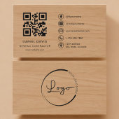Carte De Visite General Contractor Wood Professional QR Code