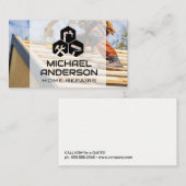 Carte De Visite General Contractor Working on Roof (Devant / Derrière)