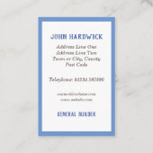 Carte De Visite Générateur avec matériaux de construction. (Dos)