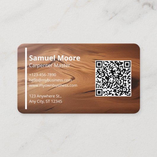Carte De Visite Générateur de code QR Modèle de charpentier modern (Devant)