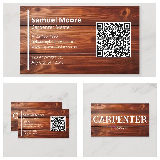 Carte De Visite Générateur de code QR pour modèles de charpentier