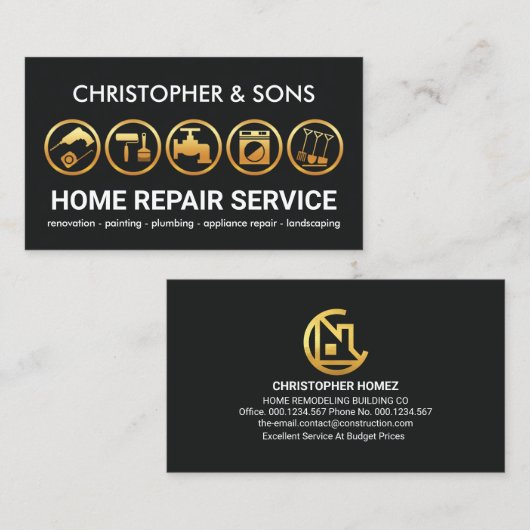 Carte De Visite Générateur d'outils Gold Entrepreneur (Devant / Derrière)