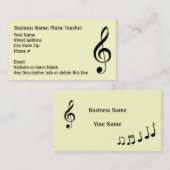 Carte De Visite Générique noir et blanc de musique de note simple (Devant / Derrière)