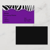 Carte de visite génial de zèbre (pourpre) (Devant / Derrière)