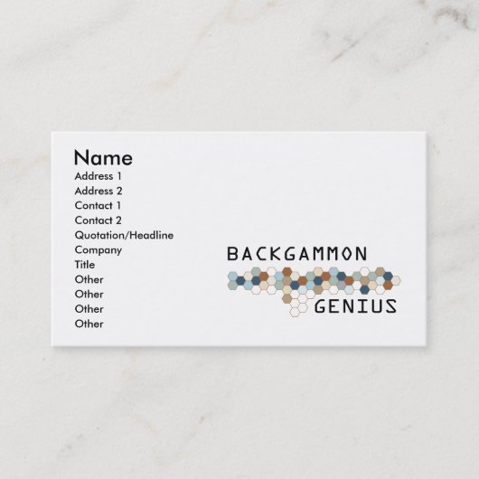 Carte De Visite Génie de backgammon (Devant)