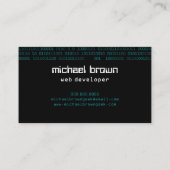 Carte De Visite Génie développeur Web informatique (Dos)