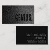 Carte De Visite Génie en cuir noir faux Premier (Devant / Derrière)