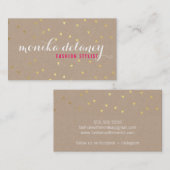 Carte De Visite GEO CONFETTI GOLD chic cool kraft blanc tendance (Devant / Derrière)