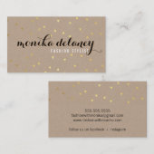 Carte De Visite GEO CONFETTI GOLD chic cool kraft noir tendance (Devant / Derrière)