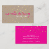 Carte De Visite GEO CONFETTI GOLD chic kraft rose vif (Devant / Derrière)