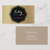 Carte De Visite GEO EMBLEM logo rétro sunburation feuille or noir (Devant / Derrière)