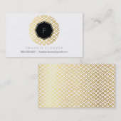 Carte De Visite GEO HEXAGON MODERNE monogramme audacieux or spot (Devant / Derrière)