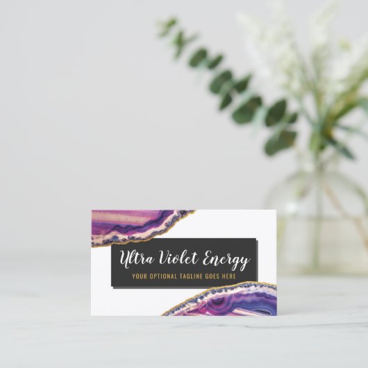 Carte De Visite Géode Agate Slice Gemstone Ultra Violet violet (Debout devant)