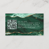 Carte De Visite Géode Agate Vert Monogramme Gold Script (Dos)