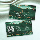 Carte De Visite Géode Agate Vert Monogramme Gold Script