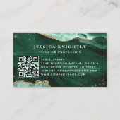 Carte De Visite Géode Agate Vert Monogramme Gold Script (Dos)