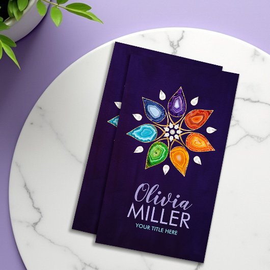 Carte De Visite Geode Chakras Mandala - Lotus Petals