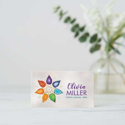 Carte De Visite Geode Chakras Mandala - Lotus Petals (Debout devant)