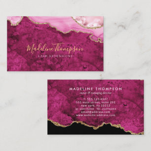 Carte De Visite Géode d'agate de marbre rose magenta velours éléga