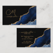 Carte De Visite Géode d'Agate de Parties scintillant d'Or Noir Ble (Devant / Derrière)