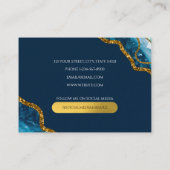 Carte De Visite Géode d'âge bleu et or Parties scintillant Monogra (Dos)