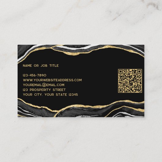 Carte De Visite Géode d'âge en marbre noir Parties scintillant or  (Dos)