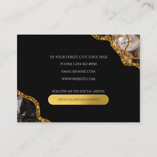 Carte De Visite Géode d'âge noir et or Parties scintillant Monogra (Dos)