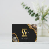 Carte De Visite Géode d'âge noir et or Parties scintillant Monogra (Debout devant)