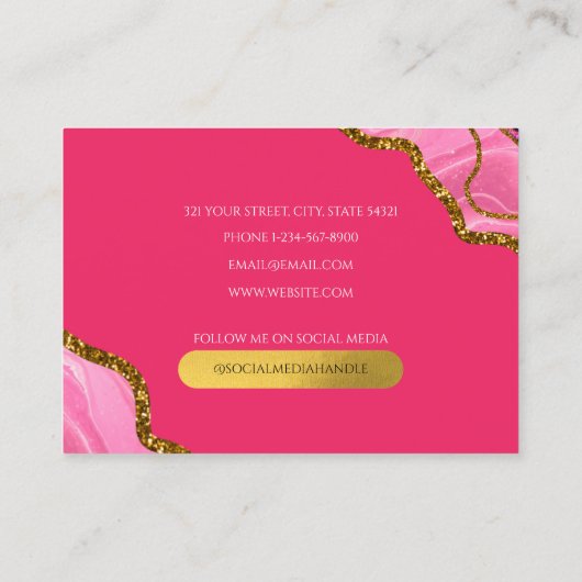 Carte De Visite Géode d'âge rose et or Parties scintillant Monogra (Dos)