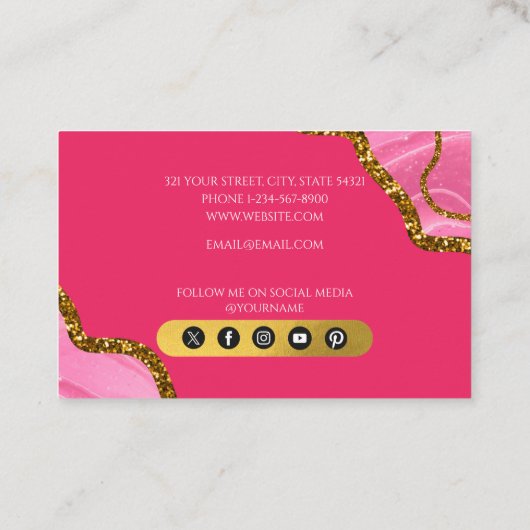 Carte De Visite Géode d'âge rose et or Parties scintillant Monogra (Dos)