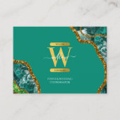 Carte De Visite Géode d'âge vert Parties scintillant Monogramme QR (Devant)