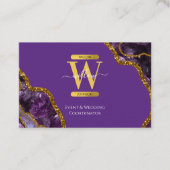 Carte De Visite Géode d'âge violet et or Parties scintillant Monog (Devant)